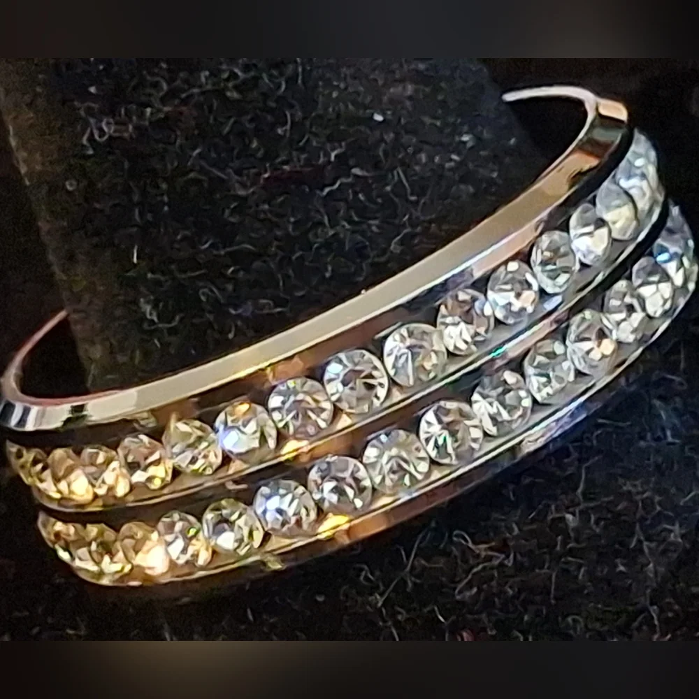 Silvertone Cigar Band Ring With Faux Diamonds Size 11 3/4